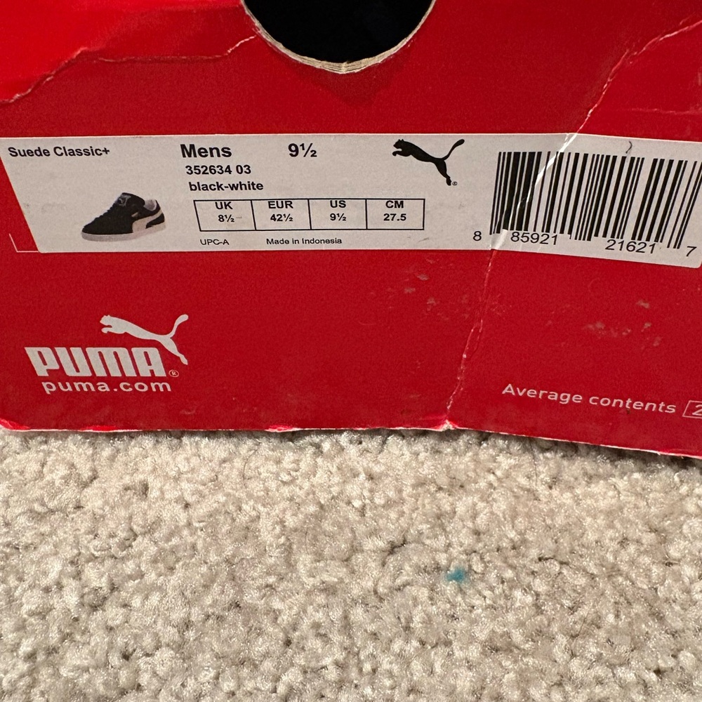 Puma Men's Black Suede Sneakers sz 9.5 - Picture 2 of 5